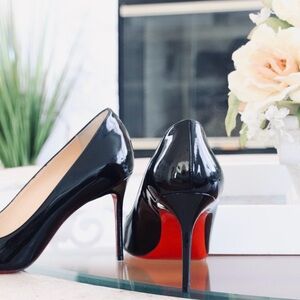 Christian Louboutin Black Patent Leather Pointed Toe Pumps
